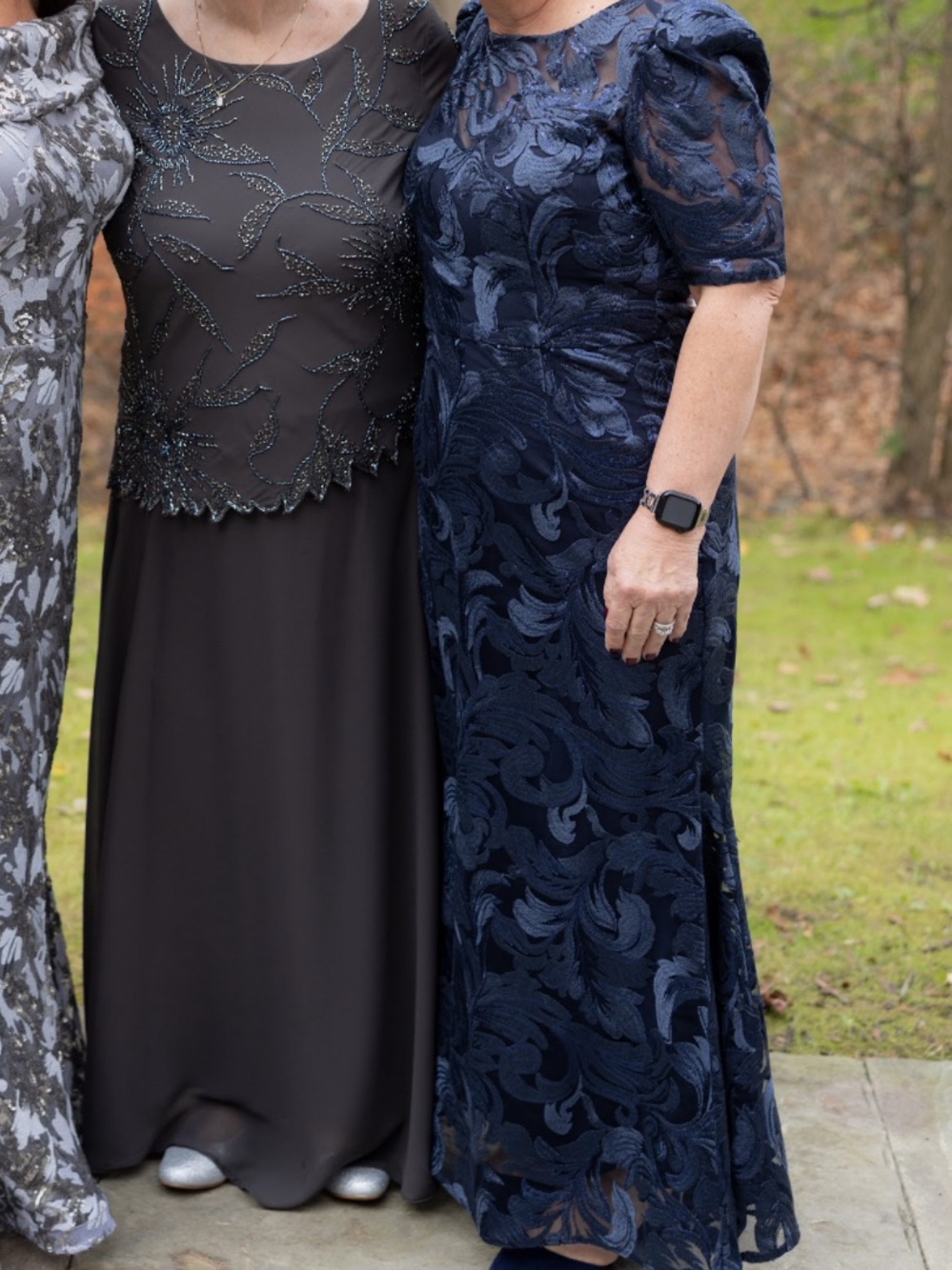 XSCAPE Elegant Navy Lace Evening Dress for Women